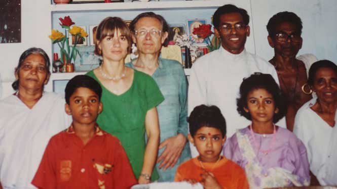 Prof. Sebastian Brock and his wife with Fr.Thomas koonammakkal and his family