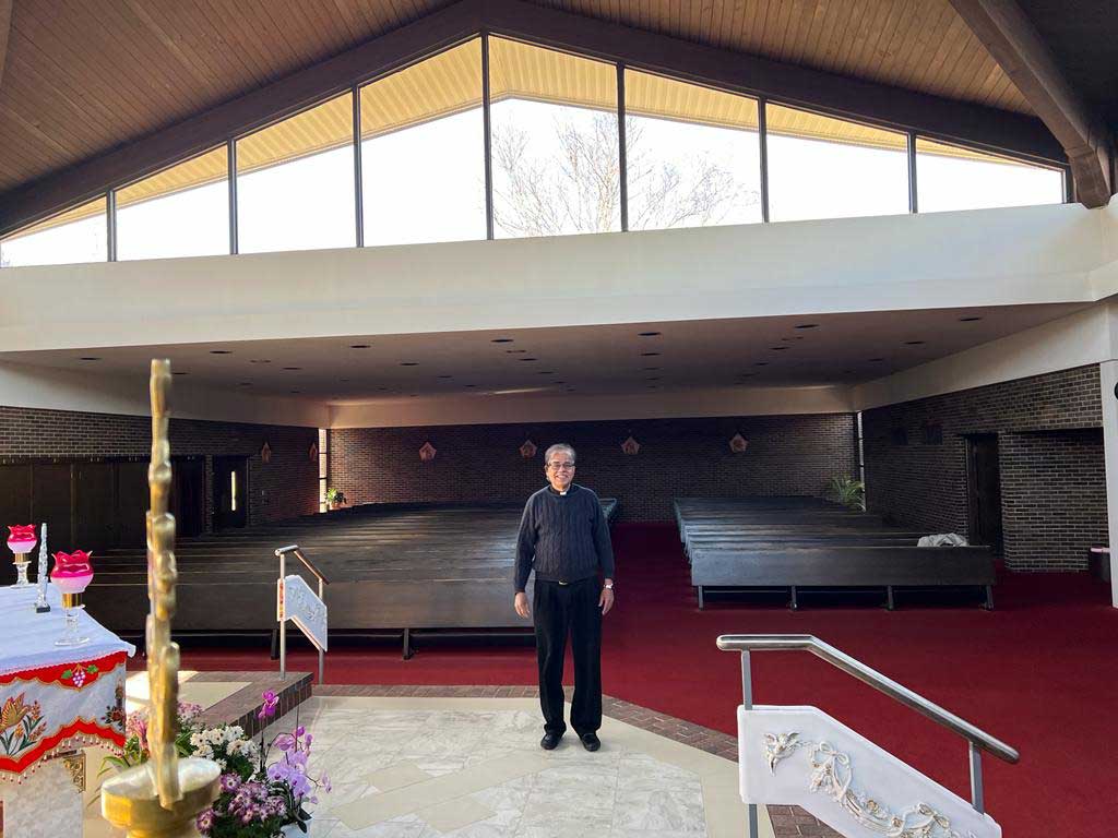 Fr. Joseph J. Palackal, CMI. inside of the St. Thomas Syro Malabar Church, Hardford, Connecticut, USA